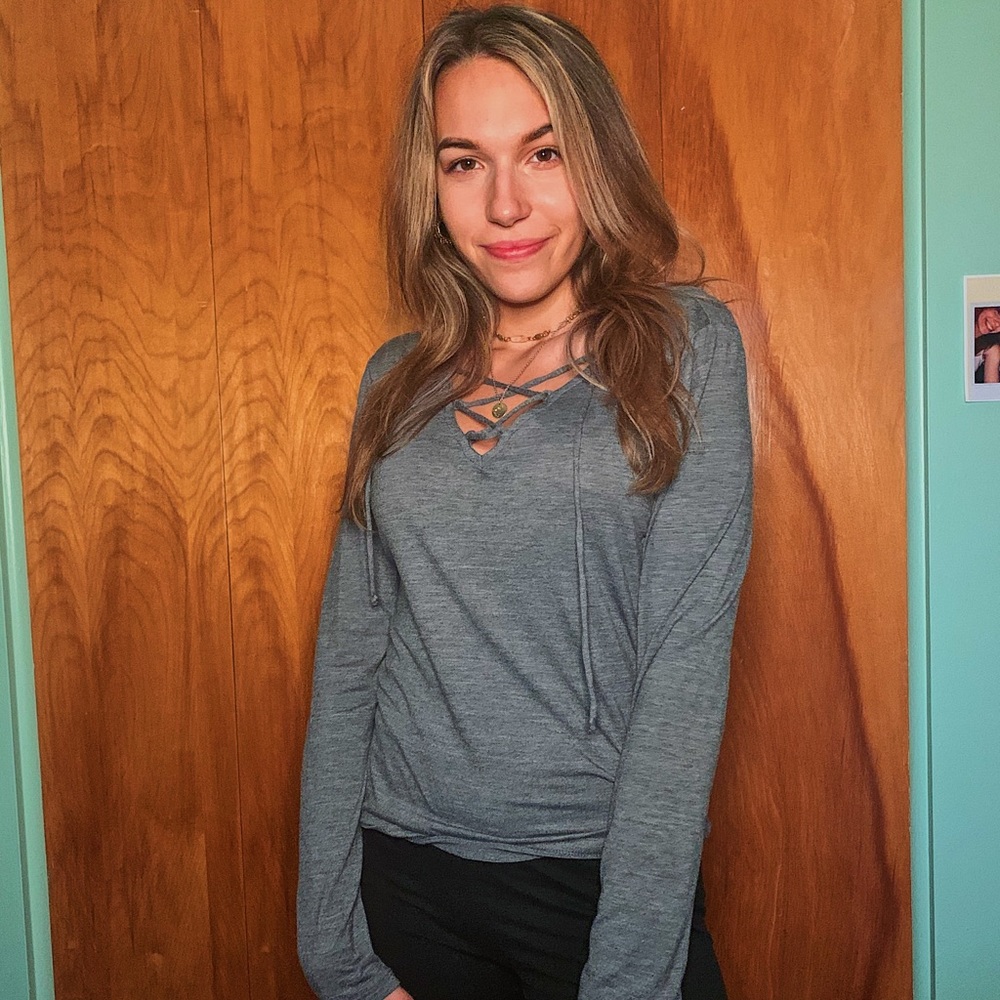 Long sleeve lace up shirt